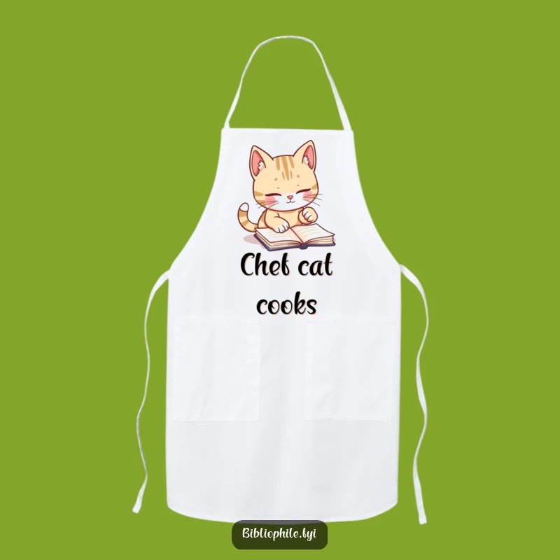 Funny Cat Chef Apron - Diligent Reader Kitchen Fun