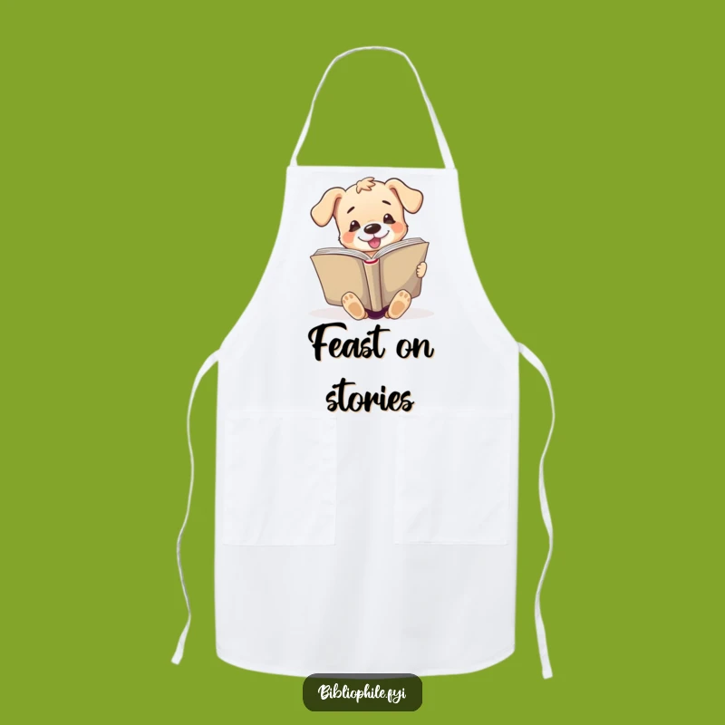 Funny Kitchen Puppy Apron: Enthusiastic Giant Book Chef Gift