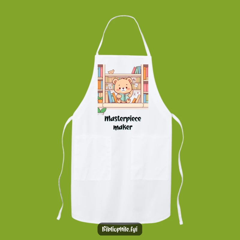 Funny Bear Bookshelf Decorator Apron: Create Art in the Kitchen with Style