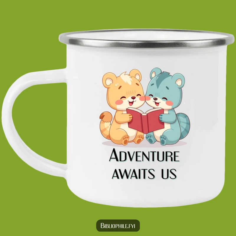 Funny Adventure Book Sharing Camping Mug: Cute Animal Outdoor Gift for Hikers