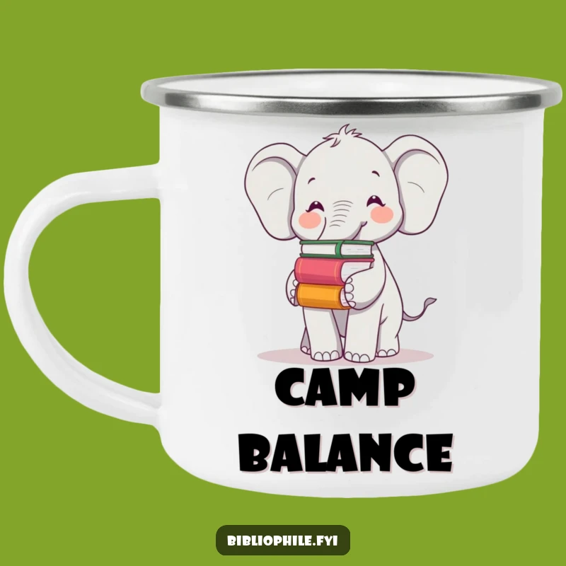 Funny Elephant Camping Mug: Book Balance Adventure, Durable and Cheerful Outdoor Cup