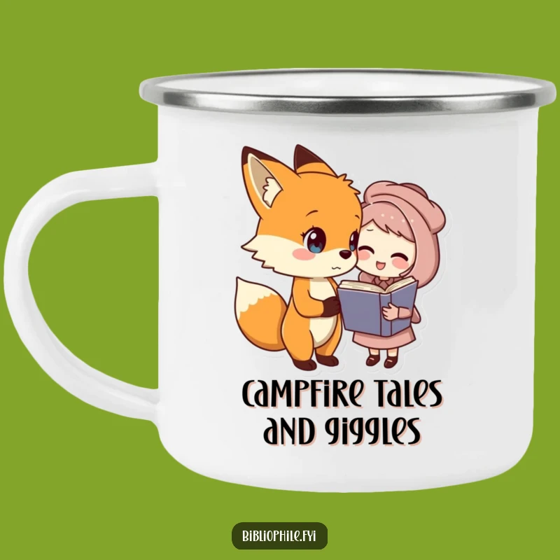 Funny Fox & Book Friend Camping Mug - Trailside Tales and Laughter