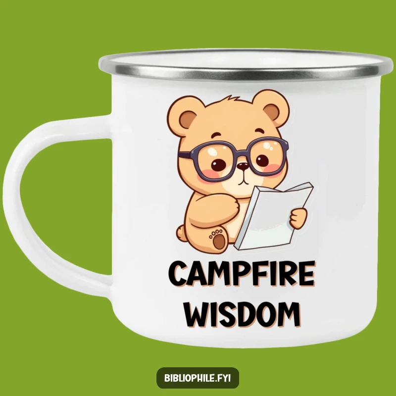 Funny Bear Campfire Mug: Focused Reader Outdoors, Scholarly Funny Gift