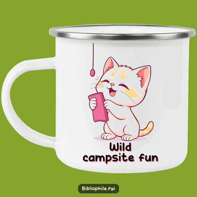 Funny Kitten Enamel Camping Mug - Playful Outdoor Gear