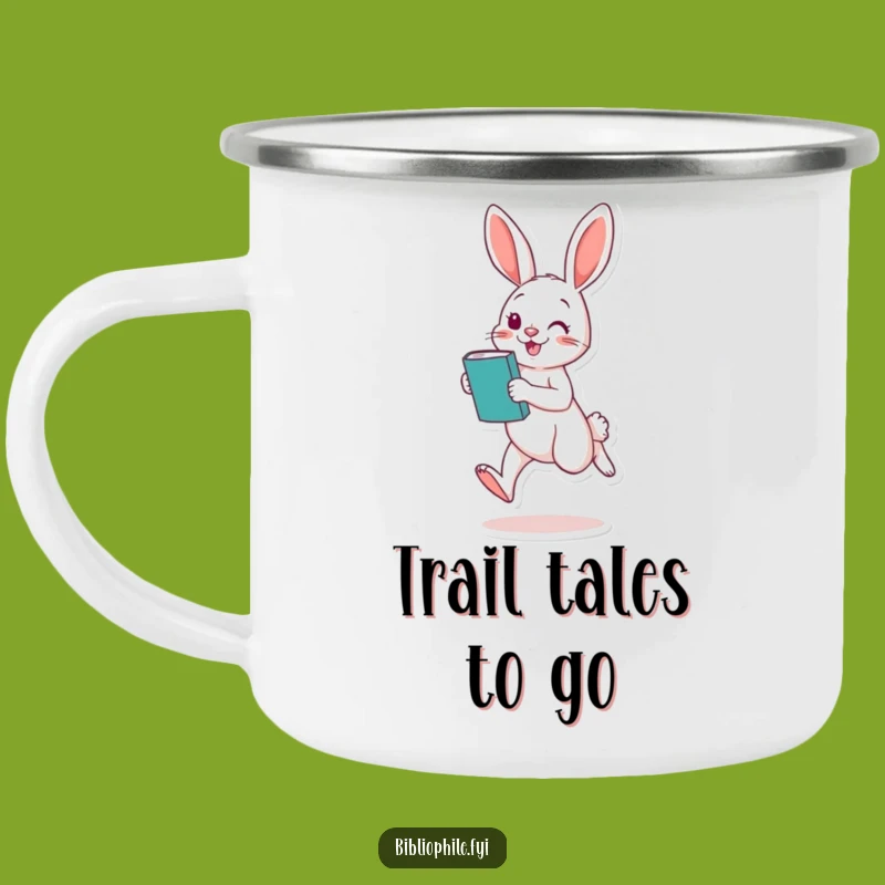 Funny Rabbit Campfire Mug: Hopping Reader Outdoors, Whimsical Funny Gift