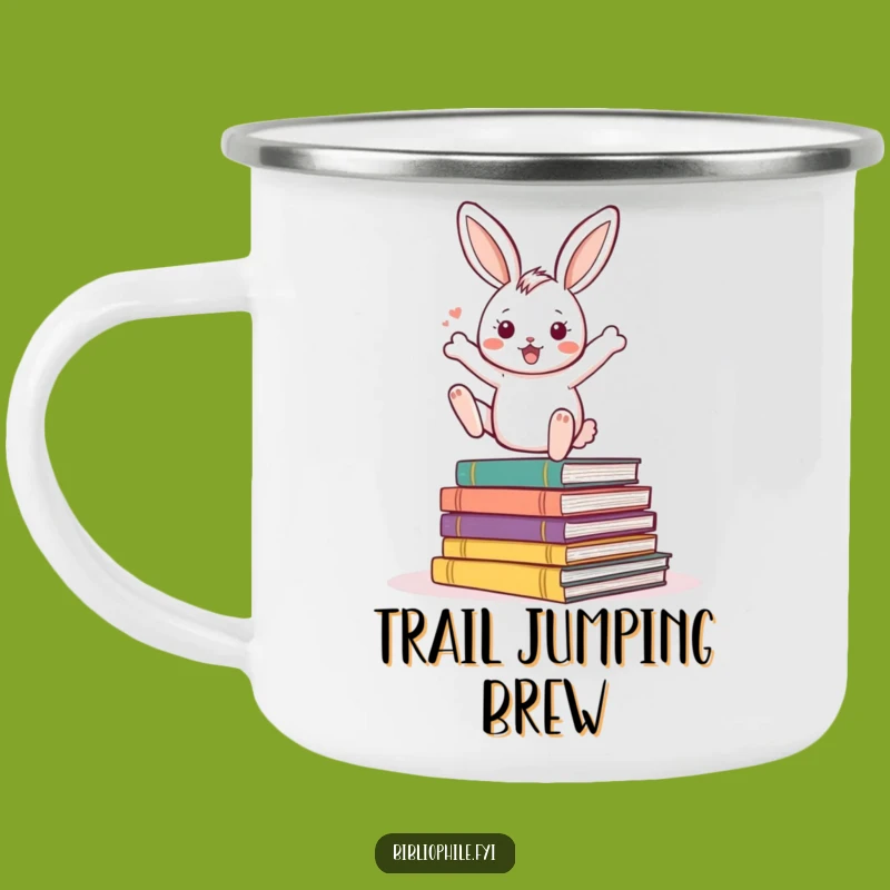 Funny Rabbit Camping Mug: Metal Rabbit Storybook Cup, Hilarious Outdoor Reader Gift