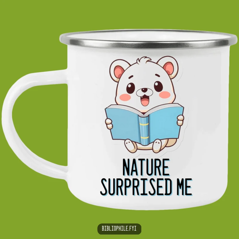 Funny Surprise Camping Mug: Shocked Animal Pop-Open Book Outdoor Gift