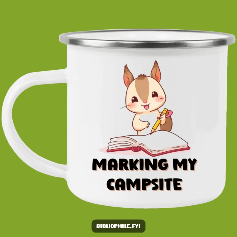 Funny Squirrel Bookmark Camping Mug: Adventure and Organization on the Go