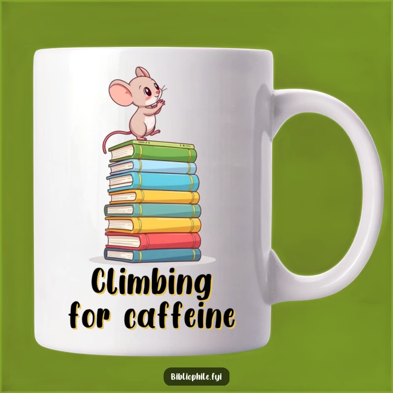 Funny Mouse Mug: Book Climber's Quest, Determined Reader Gift for Ambitious Souls