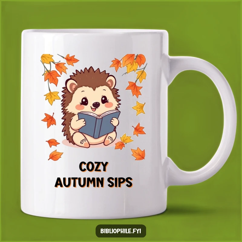 Funny Hedgehog Reader Mug: Autumn Cozy Book Lover, Perfect Funny Gift