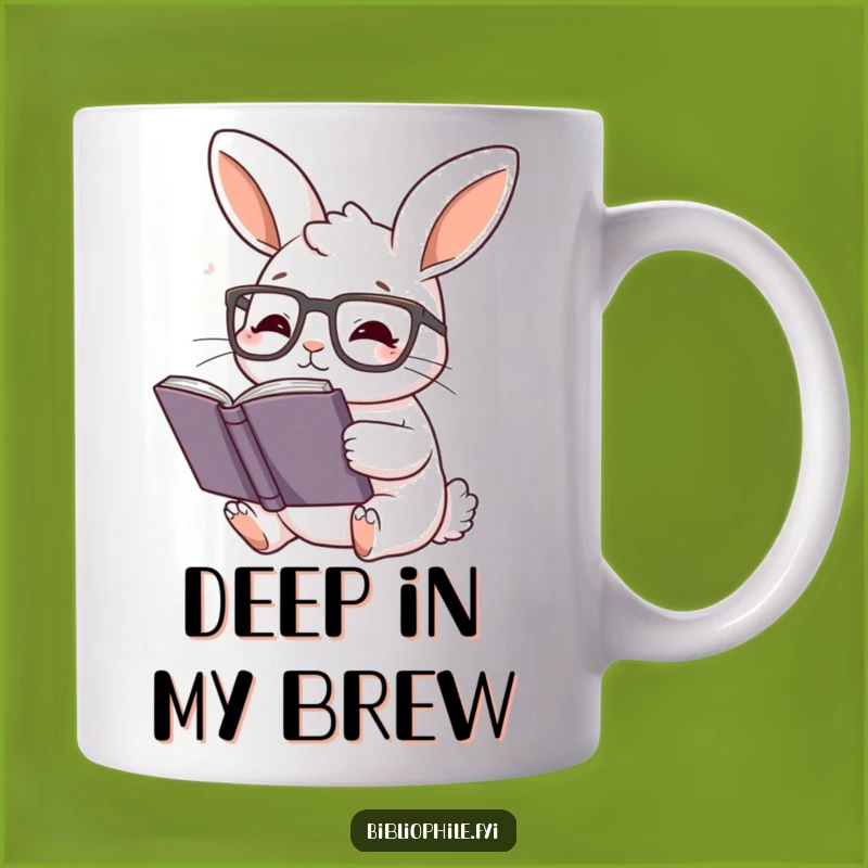 Funny Rabbit Reading Glasses Mug: Hilarious Gift for Bookworms and Cozy Readers
