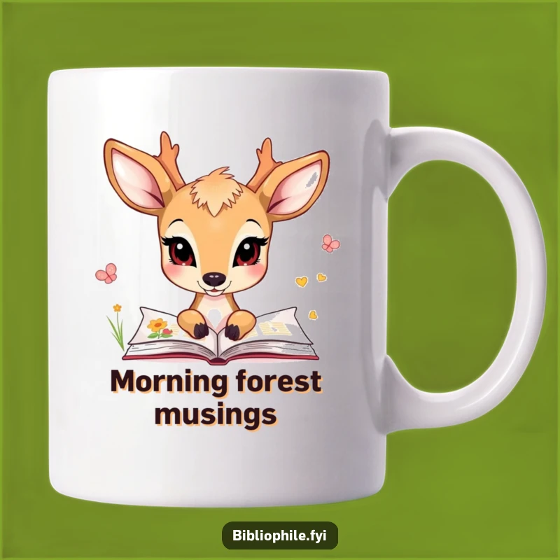 Funny Deer Reading Mug, a Whimsical and Hilarious Art Gift for Nature Lovers