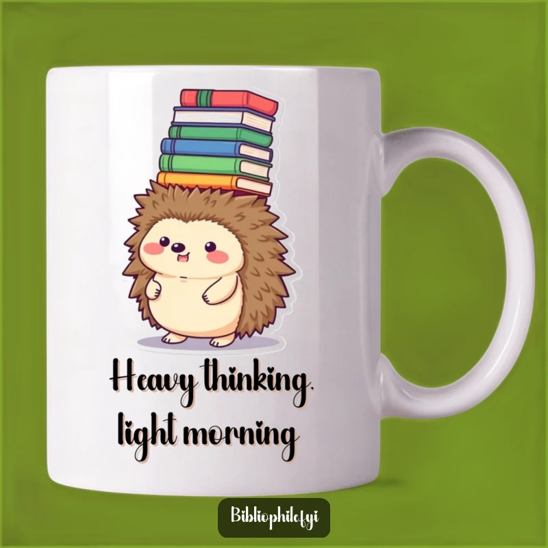 Funny Hedgehog Book Tower Mug - Hilarious Gift for Ambitious Readers