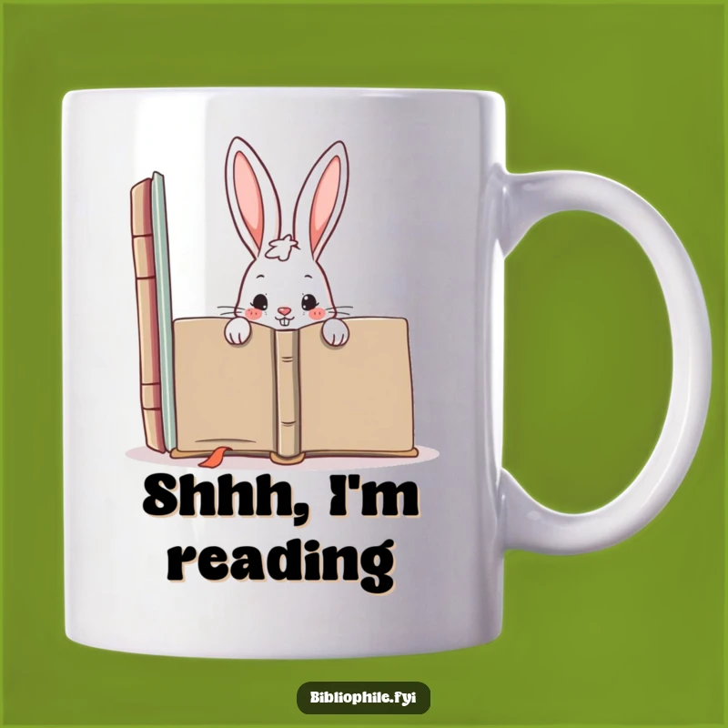 Funny Mischievous Rabbit Behind Book Mug: A Hilarious Gift for Sneaky Readers
