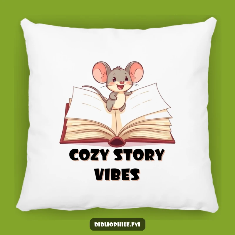 Funny Mouse Reading Pillow: Storybook Explorer Accent, Cozy Funny Gift