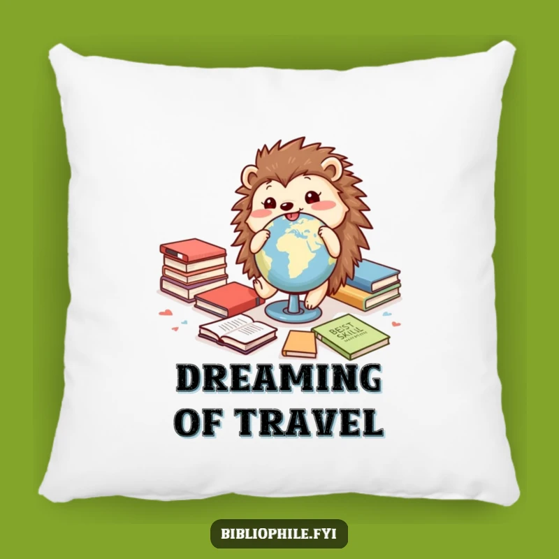 Funny Hedgehog Pillow: Cozy Globe Adventure, Soft and Cheerful Accent for Dreamers