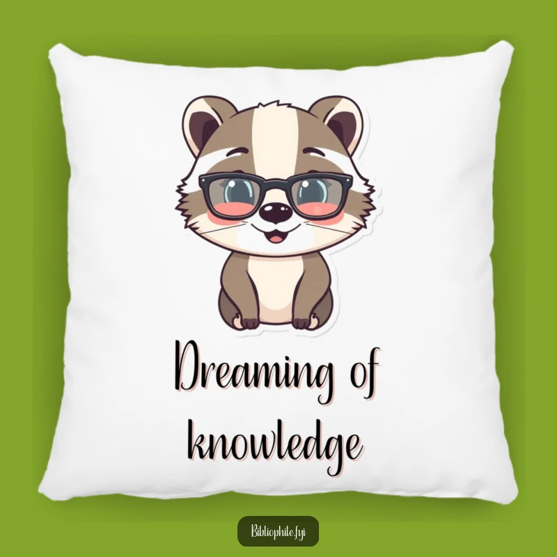 Funny Badger Reading Glasses Pillow - Cozy Comfort for Book Enthusiasts