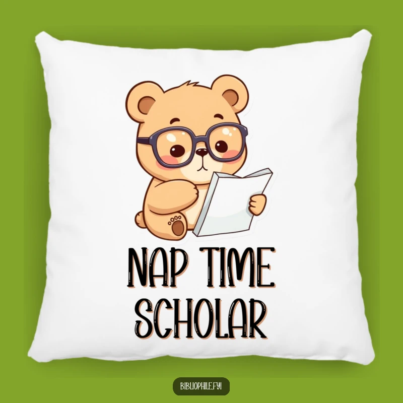 Funny Bear Reading Pillow: Focused Scholar Accent, Comfy Funny Gift