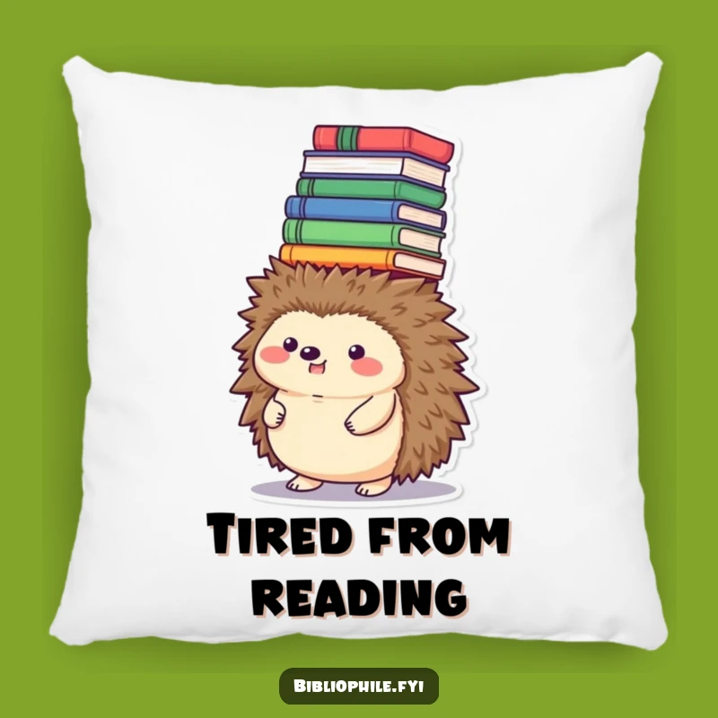 Funny Hedgehog Book Tower Pillow - Cozy Accent for Reading Nooks