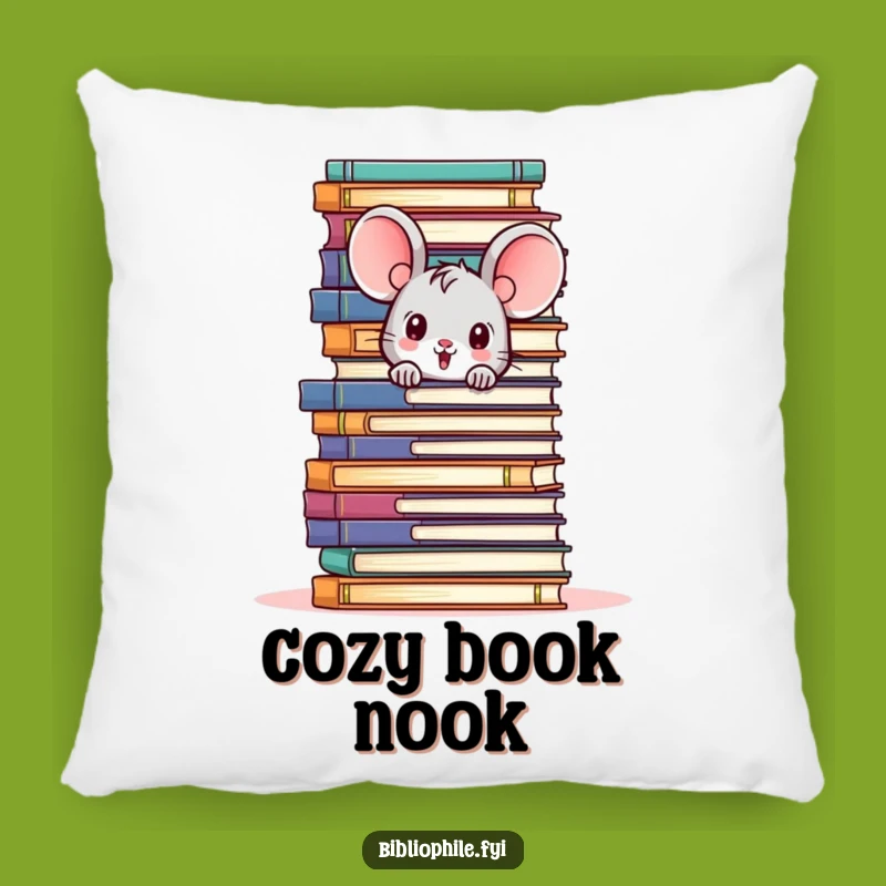 Funny Mouse Reading Pillow - Cozy Bookworm Accent