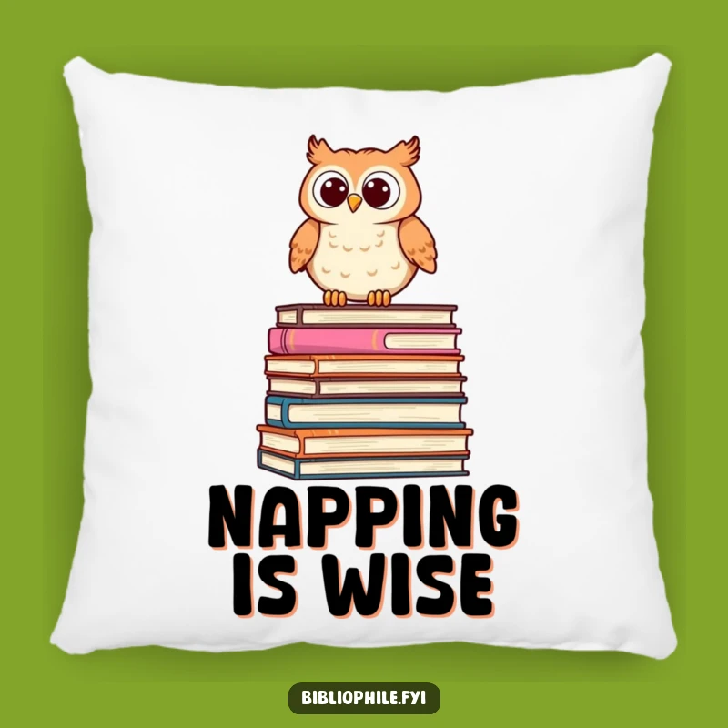 Funny Owl Pillow: Cute Owl on Books Throw Pillow, Hilarious Gift Accent