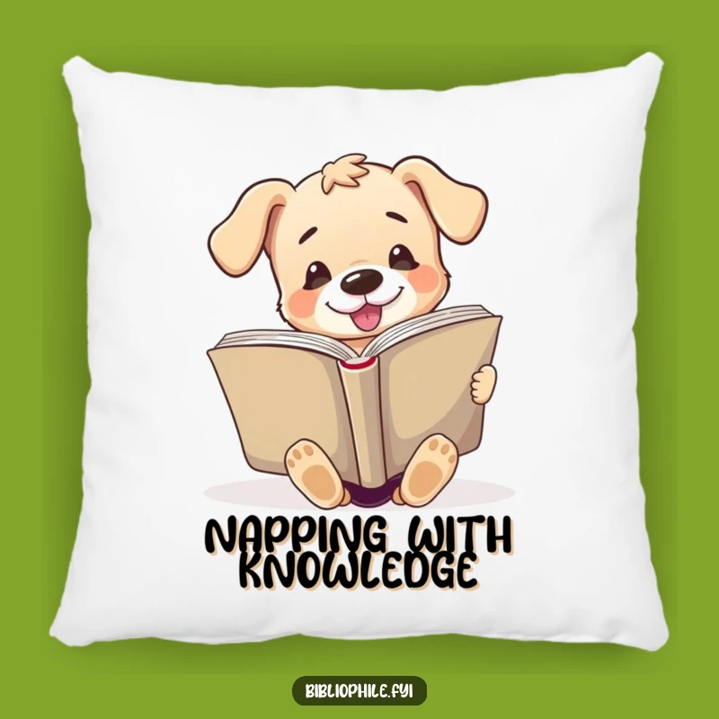 Cozy Funny Puppy Reading Pillow: Enthusiastic Book Lover Gift