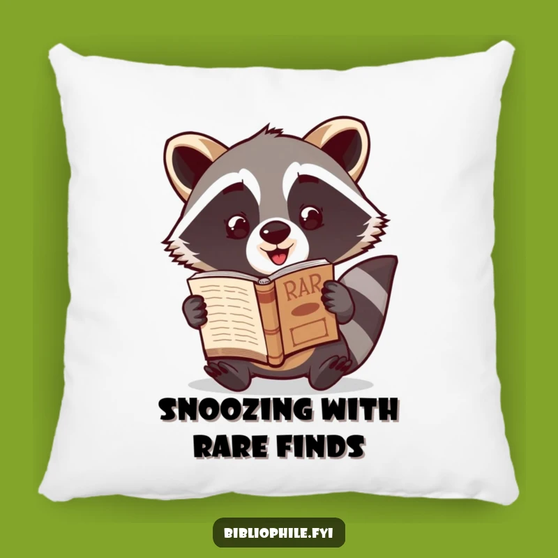 Funny Raccoon Rare Book Pillow: Cozy Comfort for the Avid Finder