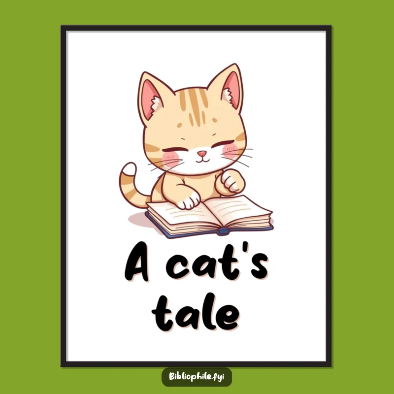 Funny Cat Bookmark Art Print - Diligent Reader Decor