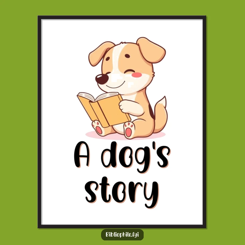 Funny Dog Reading Art Print - Excited Reader Decor