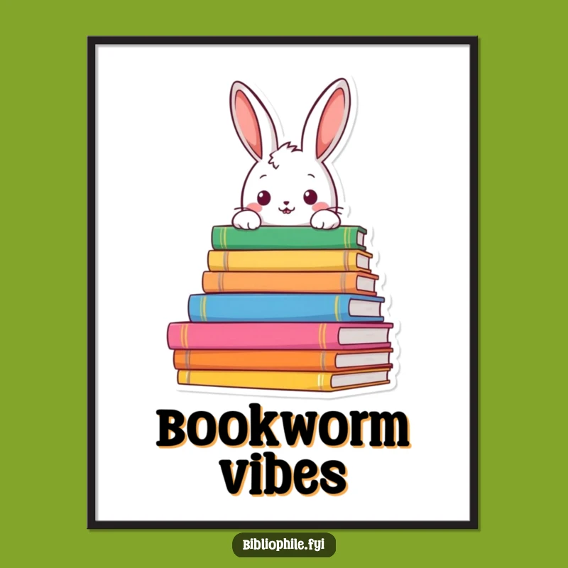 Funny Rabbit Book Explorer Digital Print: Instant Curious Art