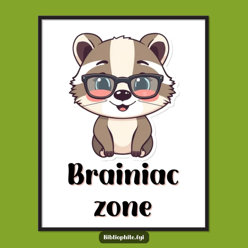 Funny Badger Reading Glasses Digital Art - Instant Whimsy for Your Walls