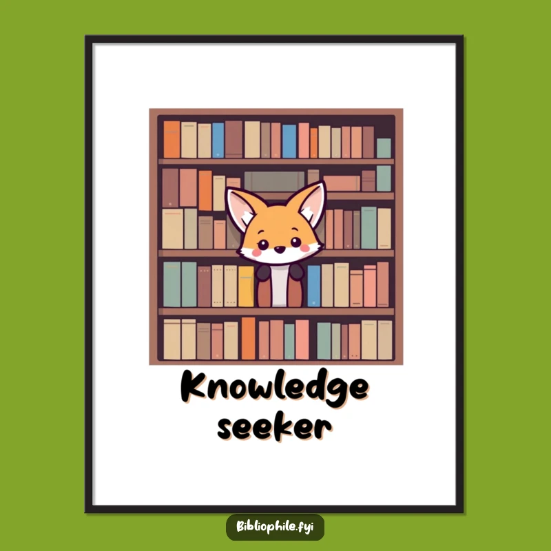 Funny Fox Digital Art: Curious Reader Wall Decor, Instant Funny Gift Download