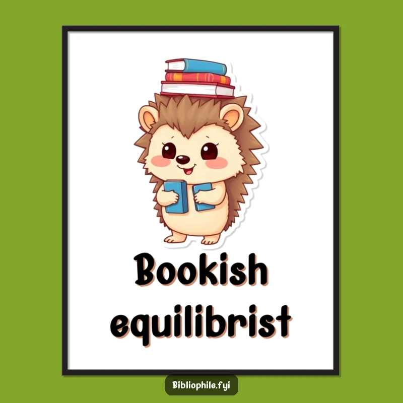 Funny Hedgehog Book Digital Art, a Hilarious Downloadable Print for Walls