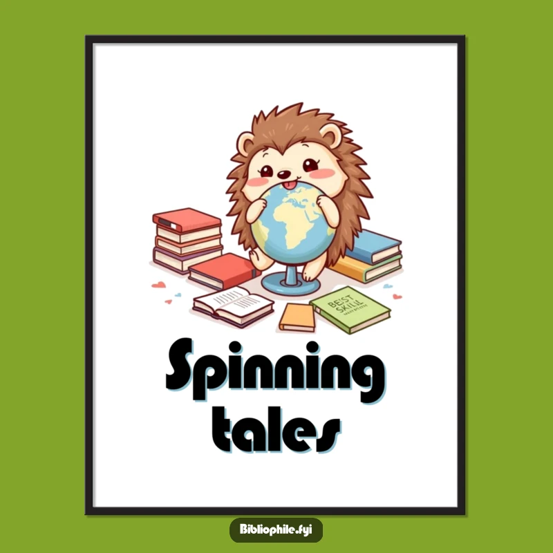 Funny Hedgehog Digital Art: Globe Roller Fun, Instant Cheerful Wall Decor for Explorers