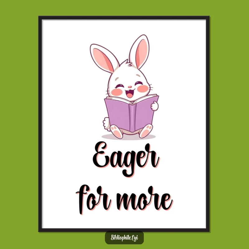 Funny Rabbit Page Turner Digital Art - Instant Download