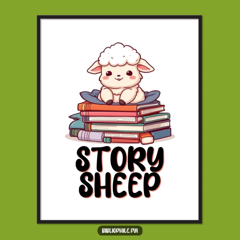 Funny Sheep Story Pile Digital Art - Instant Whimsy for Cozy Spaces