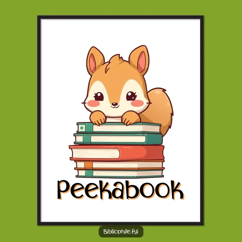 Funny Squirrel Book Hideout Digital Art: Printable Decor for Bookish Nooks