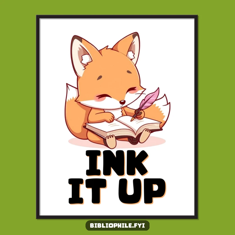 Funny Kawaii Fox Digital Art: Instant Download for Writers