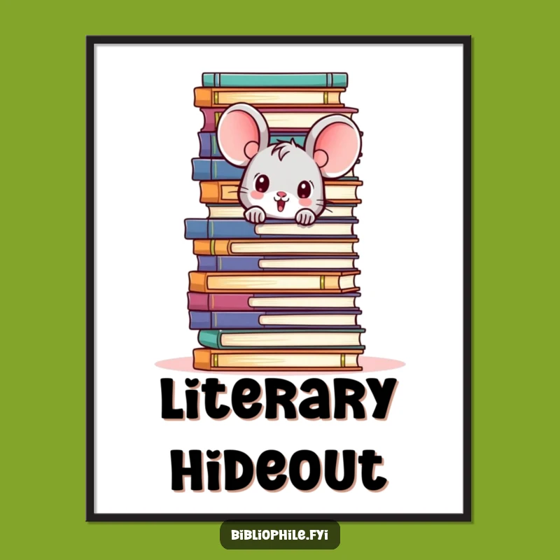 Funny Mouse Peeking Art Print - Hidden Reader Decor