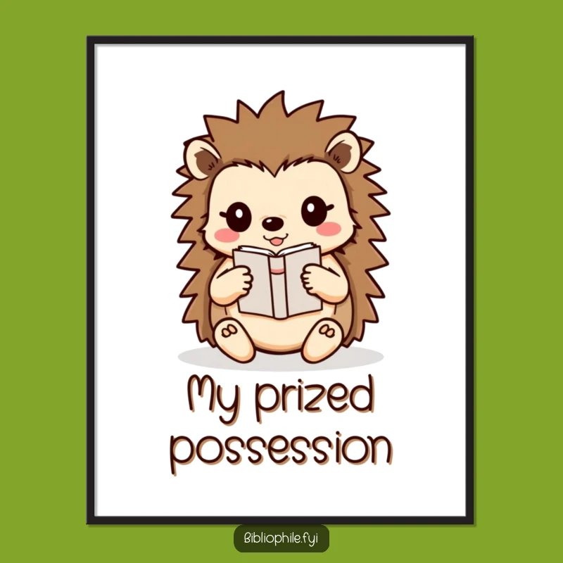 Funny Hedgehog Book Care Digital Print: Adorable Art for Cozy Spaces
