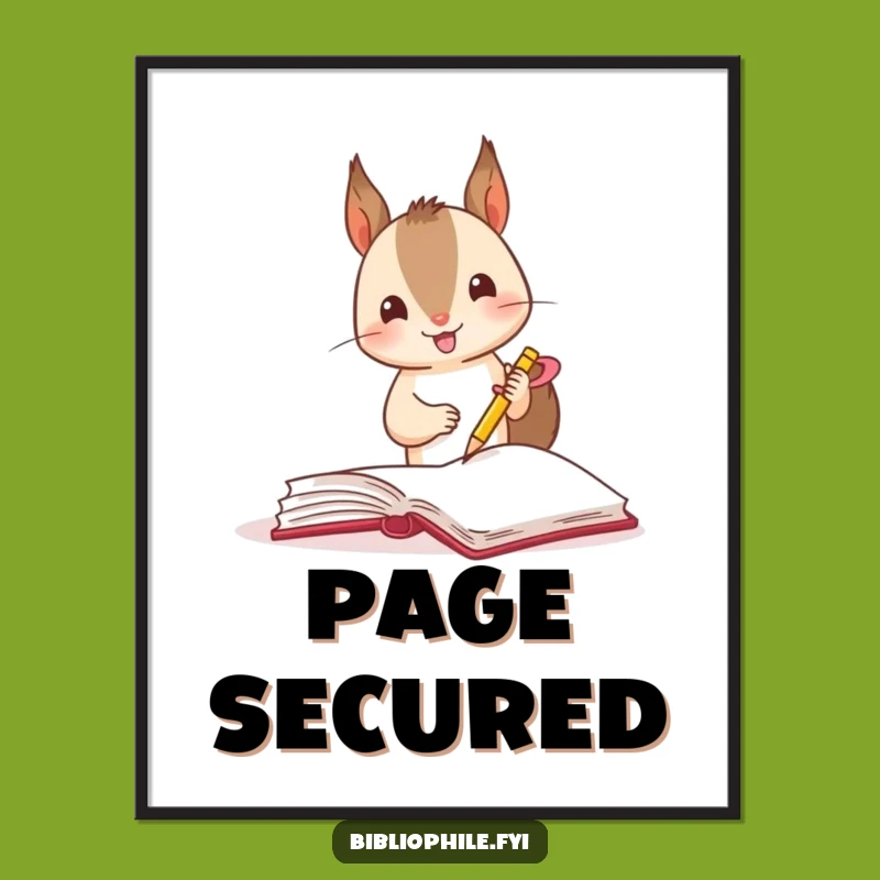 Funny Squirrel Bookmark Digital Art: Whimsical Wall Decor for Readers