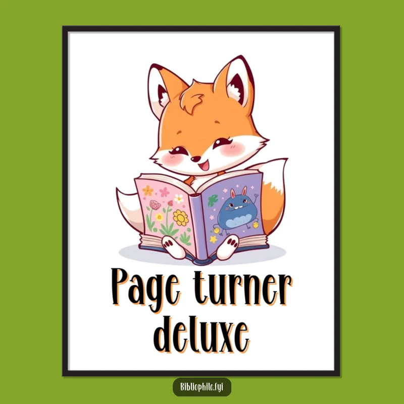 Funny Fox Reading Digital Print: Instant Whimsical Art for Book Lovers