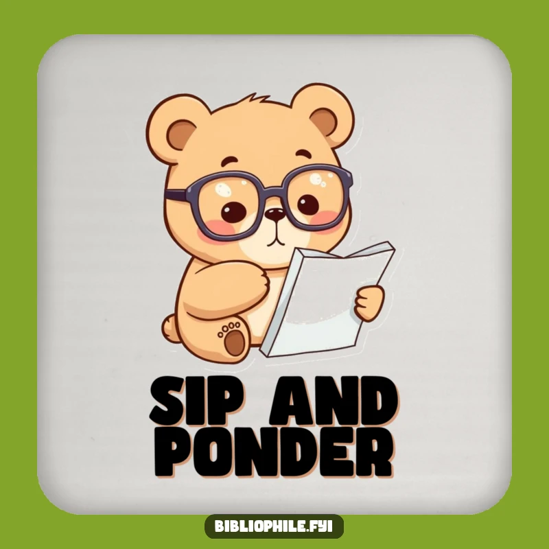 Funny Bear Scholar Coaster: Focused Protection, Chic Funny Gift