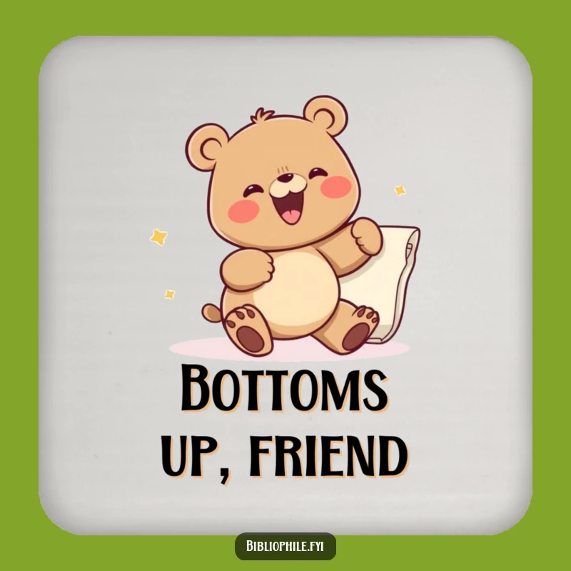 Funny Bear Turning Page Drink Coaster: Humorous Protection for Tables