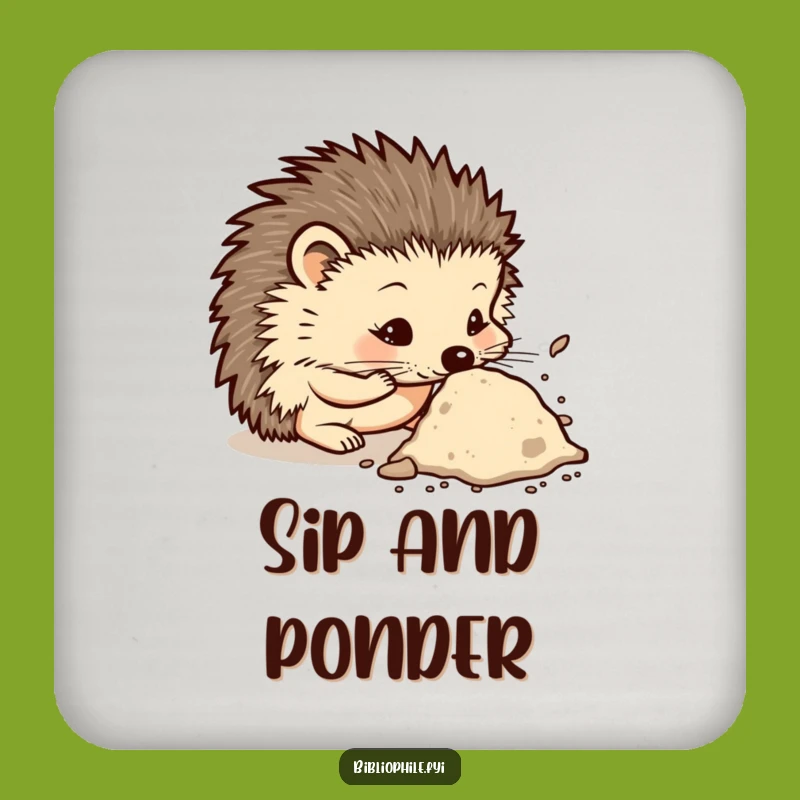 Funny Curious Hedgehog Drink Coaster: Humorous Protection with Thoughtful Flair