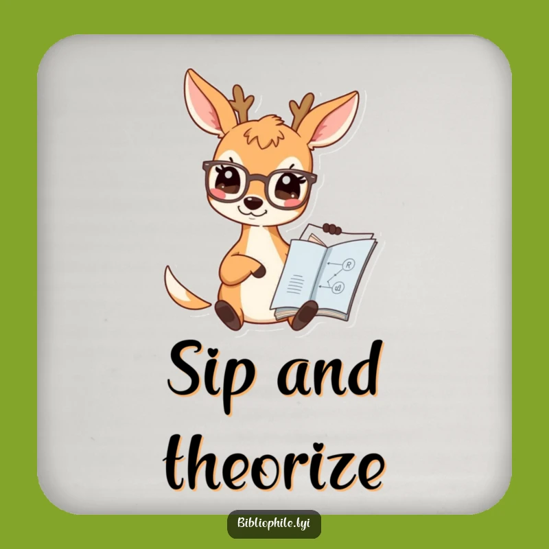 Funny Deer Scholar Coaster Set: Protect Surfaces with Intellectual Charm