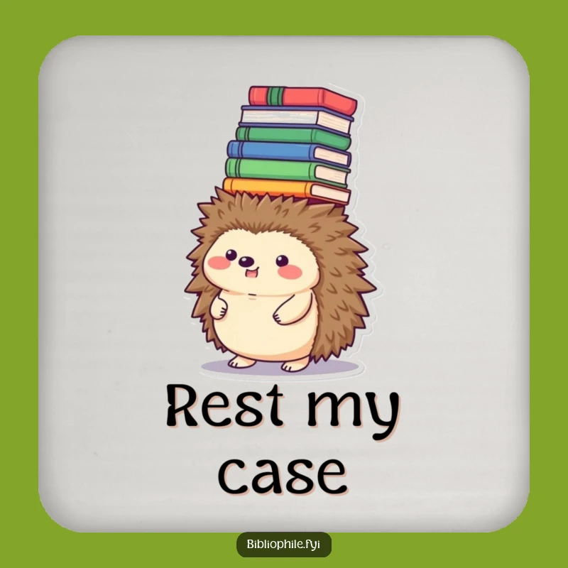 Funny Hedgehog Book Tower Coasters - Protect Your Table with Literary Fun