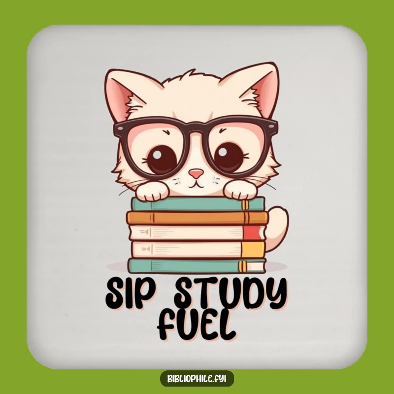 Funny Kitten Coaster: Kawaii Glasses Novel Drink Gift