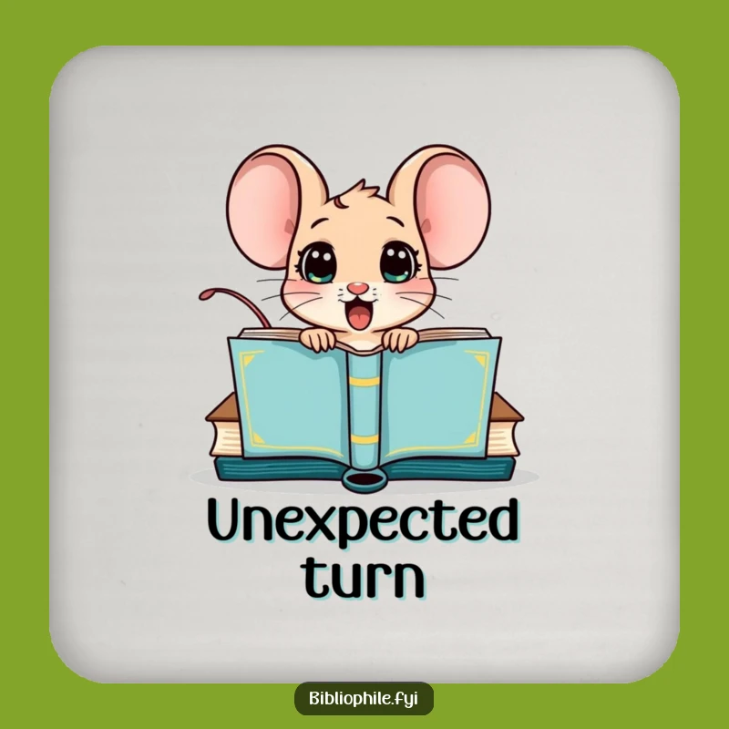 Funny Mouse Book Surprise Coaster - Protect Surfaces with Literary Humor