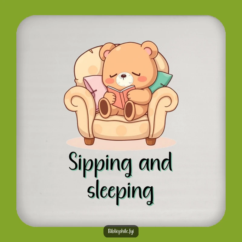 Funny Sleepy Bear Coaster: Cozy Bear Reading Mat, Hilarious Comfort Gift Set